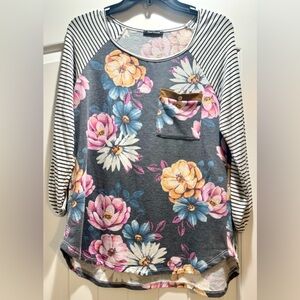 Floral Striped Women's Top
